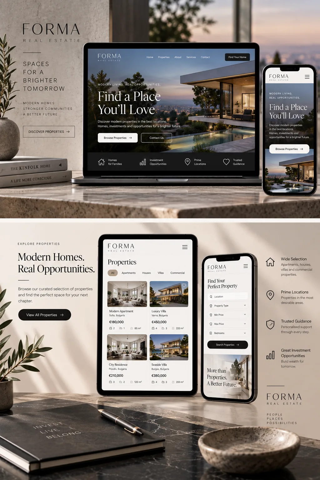 Forma Real Estate website concept mockup