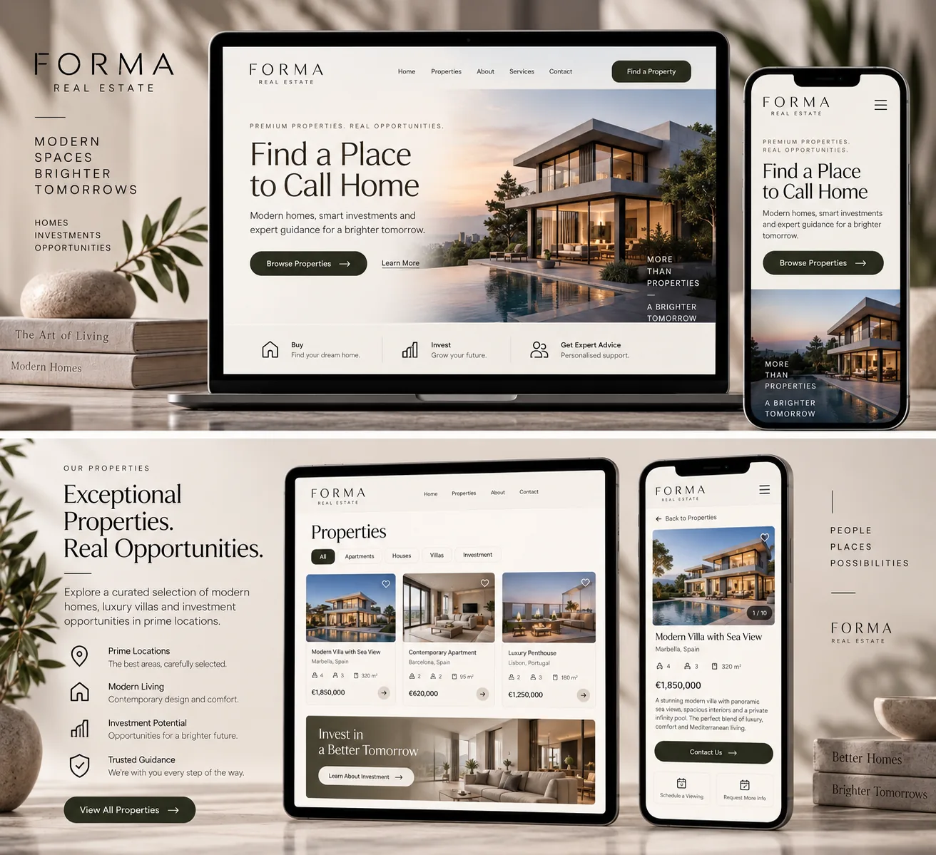Forma Real Estate property listings and search interface concept